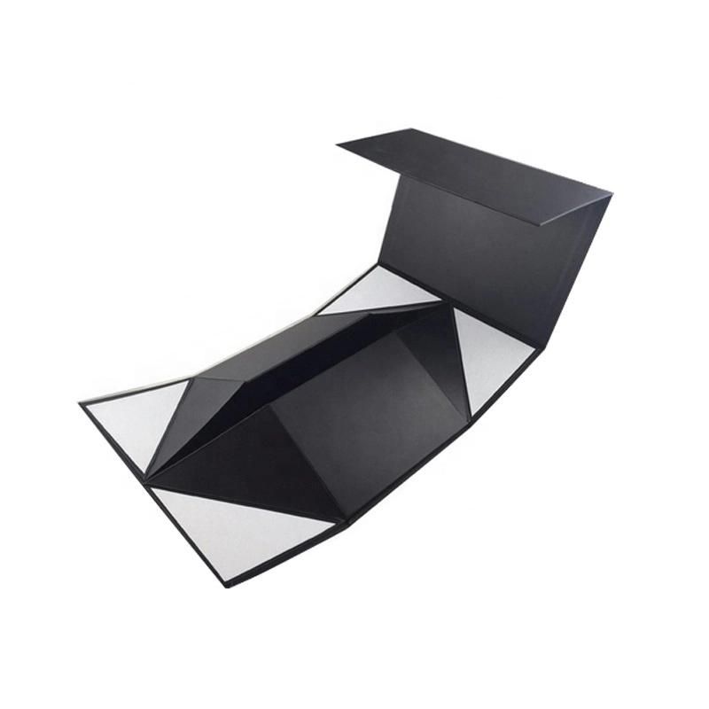 Hot Fancy Magnet Box Carton Black Rigid Flat Luxury Magnetic Folding Storage Paper Gift Box with Ribbon