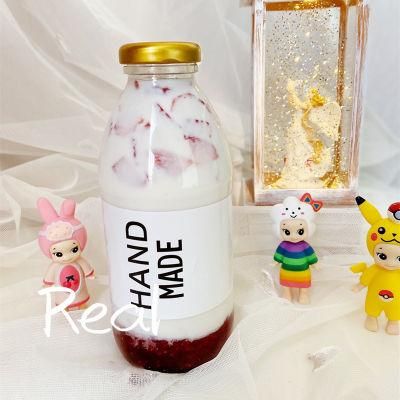 300ml 500ml Empty Clear Round Glass Cold Brew Coffee Juice Milk Tea Bottles with Metal Screw Caps