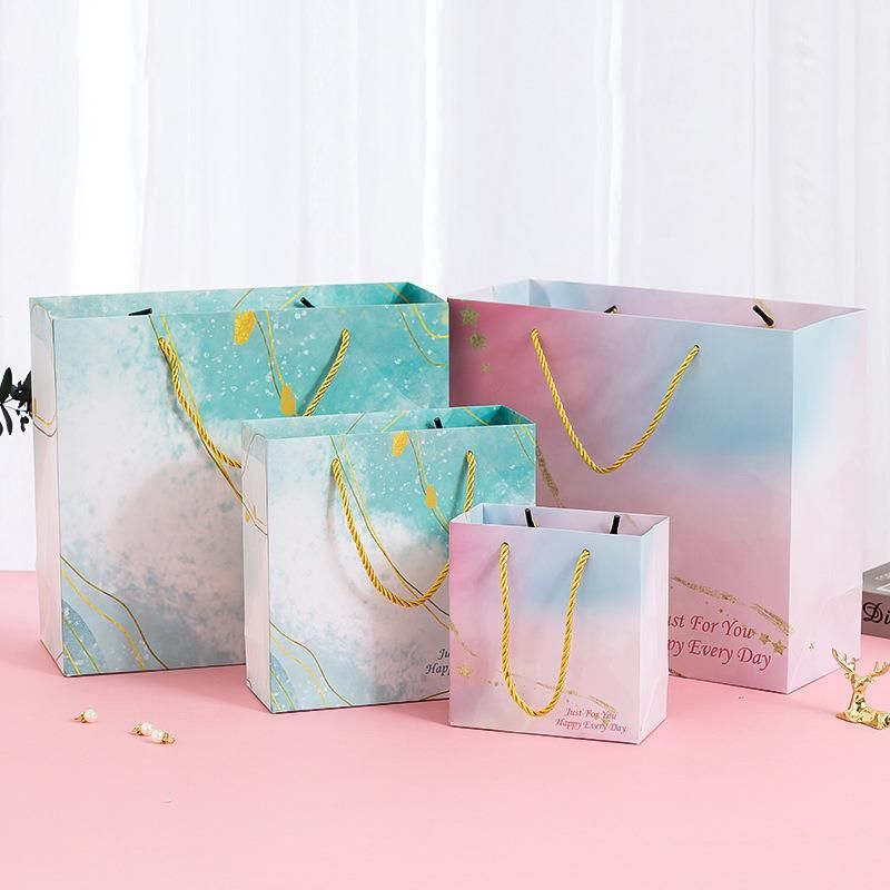 Disposable Brown Printed Kraft Paper Packaging Shopping Gift Bag