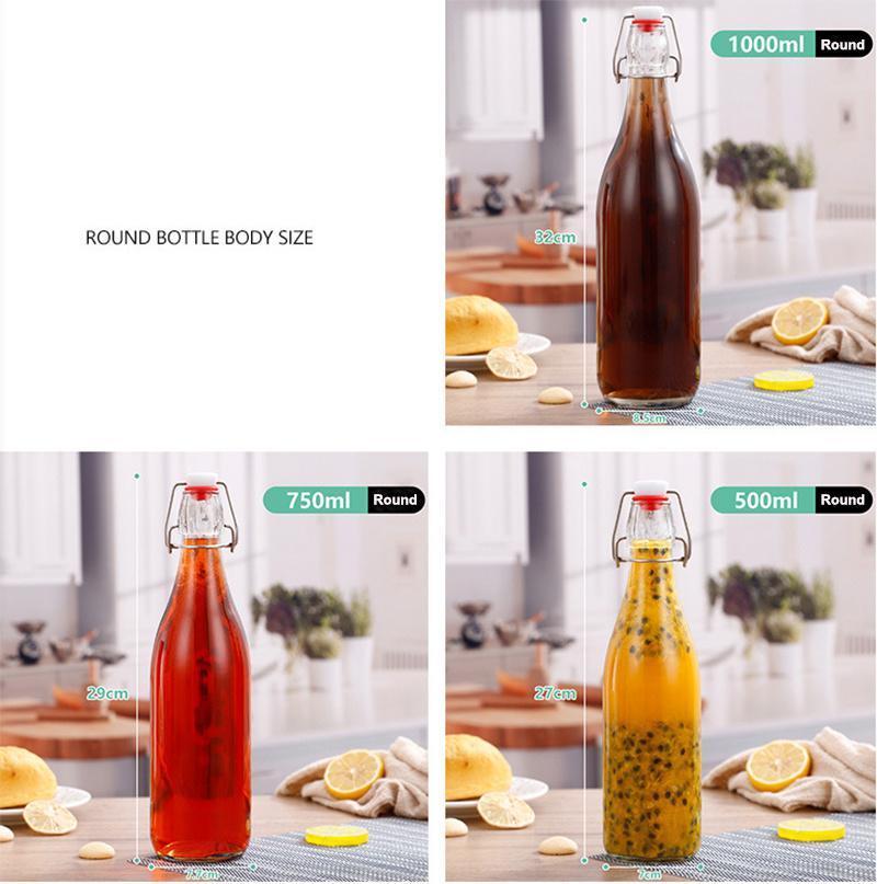 1L Packaging Glass Bottles with Swing Ceramic Top Cap