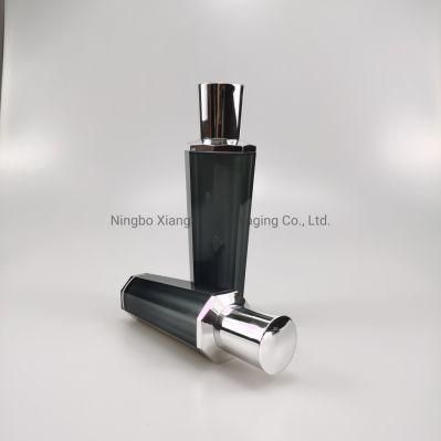 30ml 50ml 100ml Octagonal Grey Emulsion Bottle Foundation Bottle with Electroplated Silver Cap for Essence