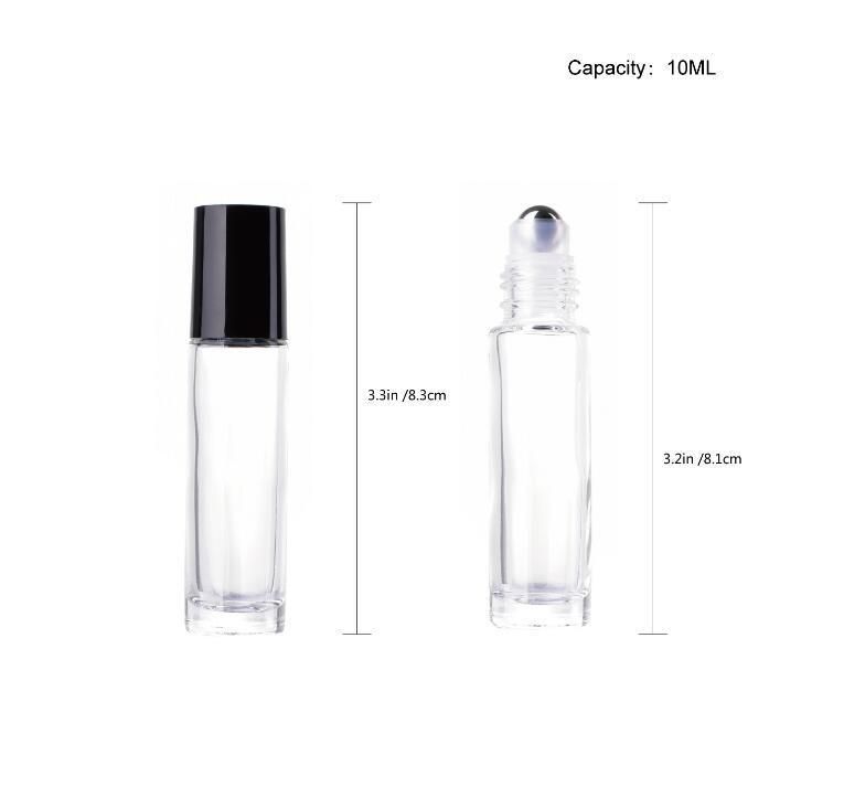 10ml Portable Glass Aromatherapy Essential Oil Roller Roll on Refillable Bottles Portable Travel Cosmetic Container Makeup Tools