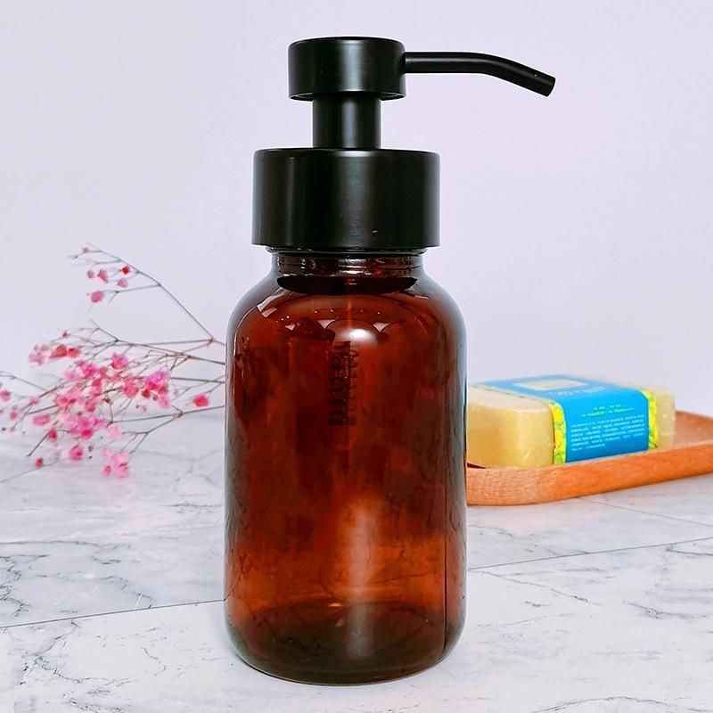 250ml 8 Oz Amber Foaming Hand Body Wash Pump Dispenser Foam Soap Glass Bottle for Sale