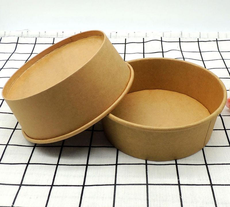 Food Store Bowls Kraft Paper Container Natural Material Big Volumes