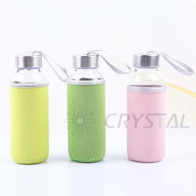 300ml 420ml Glass Water Bottle 6 Pack 16oz Bottles for Beverage and Juice with Stainless Steel Caps with Carrying Loop