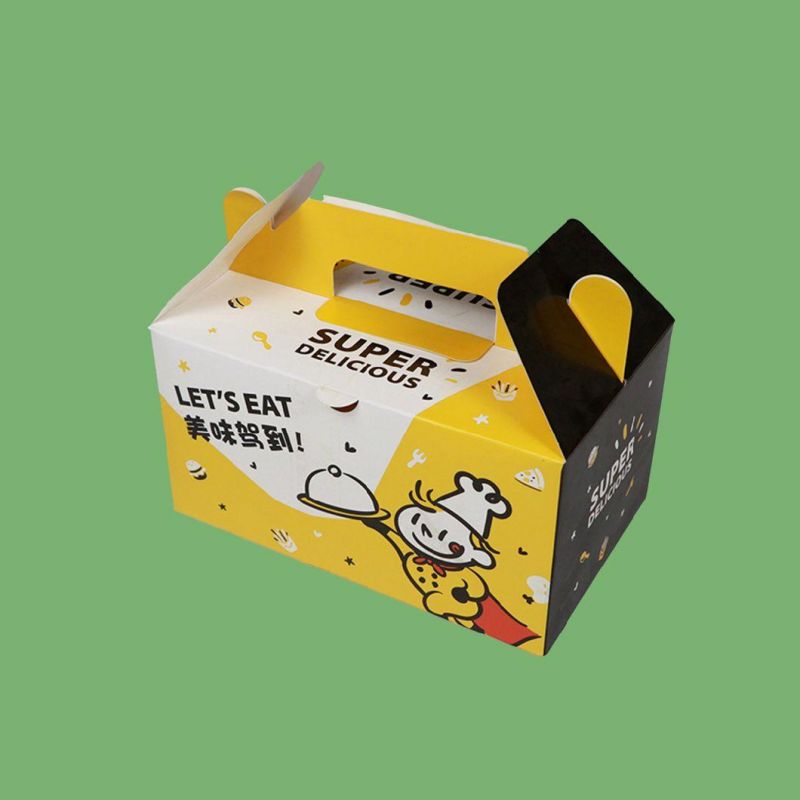 Factory Wholesale Custom Disposable Kraft Paper Packaging Fast Food Takeout to Go Hamburger Hot Dog Fried Chicken Box