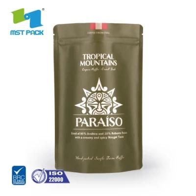 100% Biodegradable Food Standard Custom Printed Aluminum Foil Stand-up Packaging Green Coffee Tea Bags