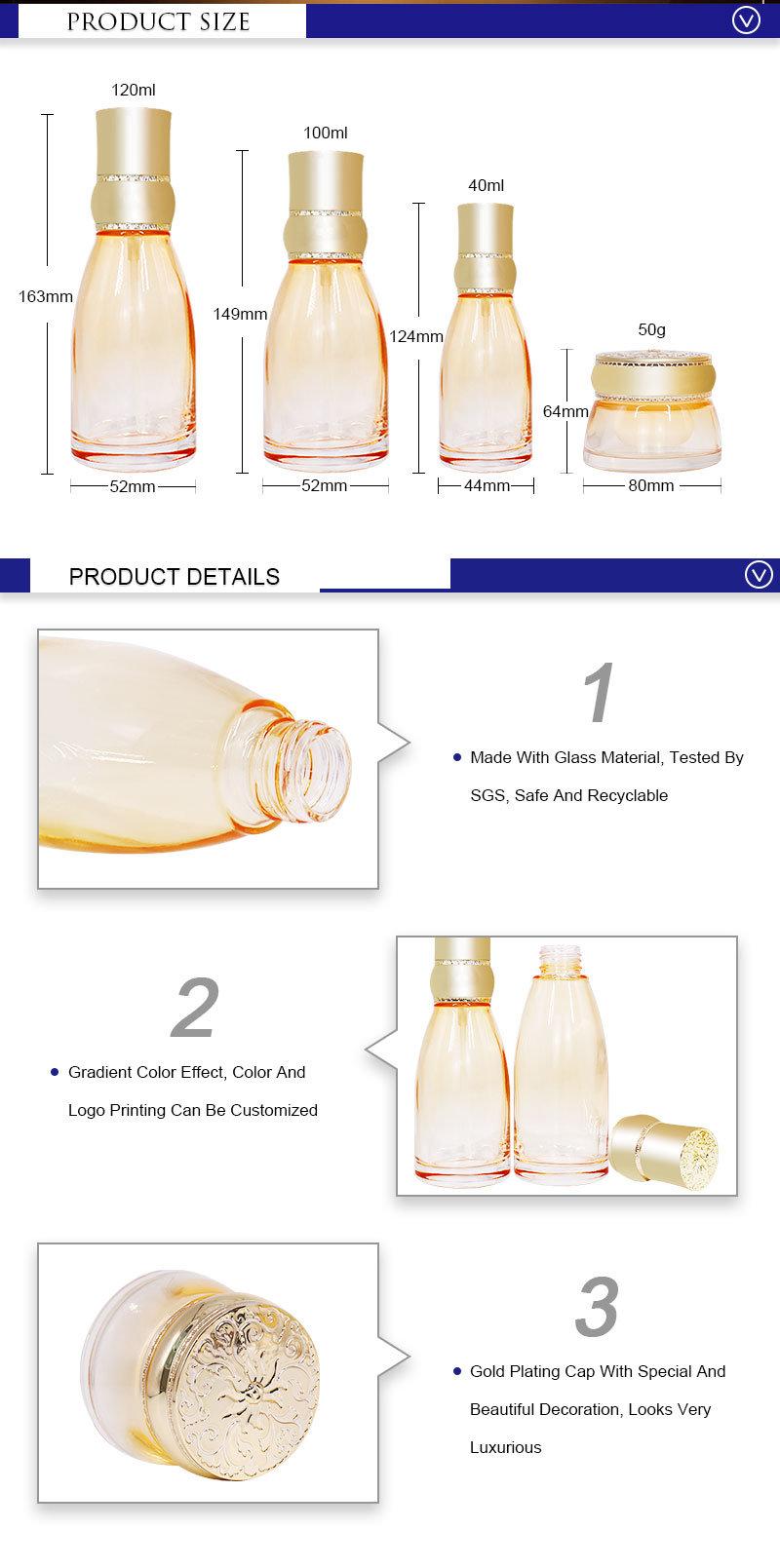 High Quality Glass Bottles Electroplating Pump Cosmetic Packaging Lotion Cream Jar Glass Bottle