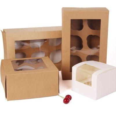 Kraft Paper Box White Cake Boxs with Pet Clear Window