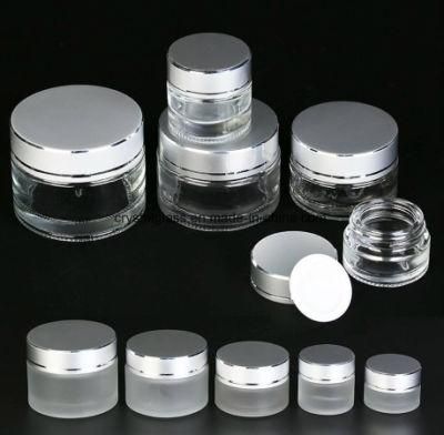 Frosted Glass Cosmetic Cream Jar and Glass Bottle