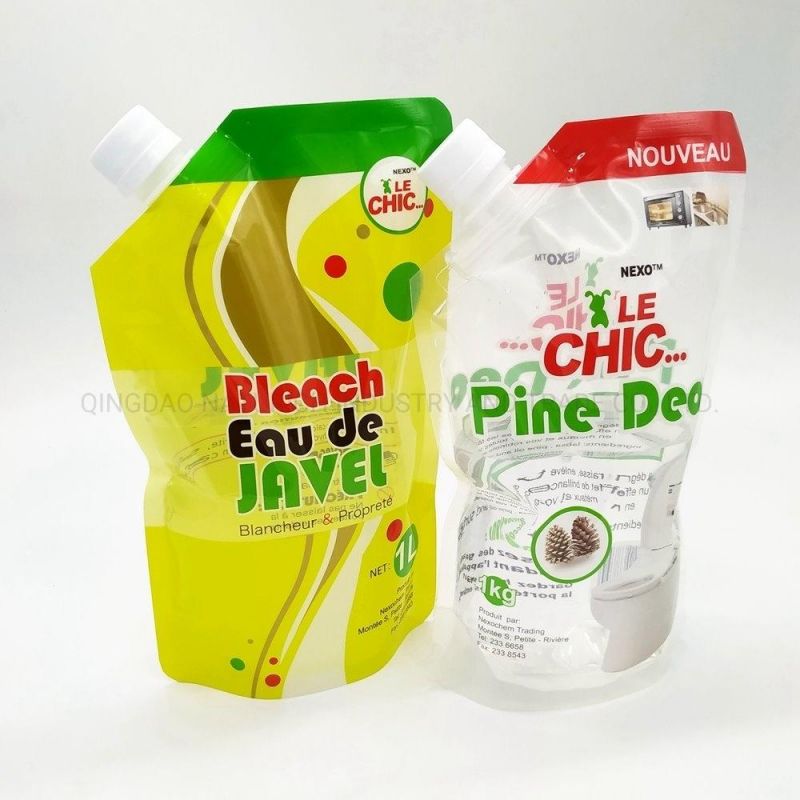 1L 2L 3L 5L Doypack Spout Liquid Laundry Packaging Plastic Bag for Detergent Powder