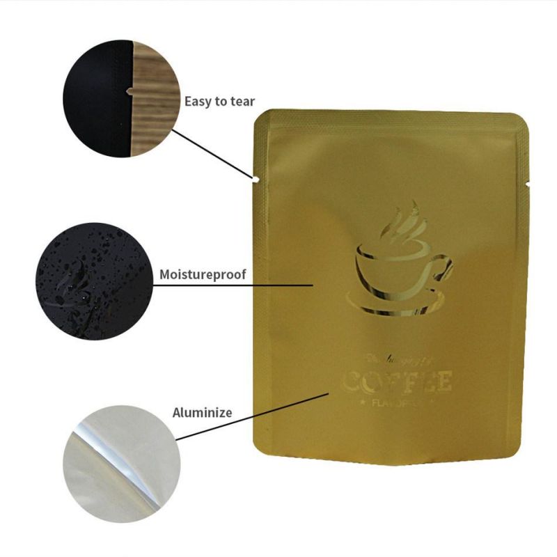 Factory Direct Supply Square Flat Bottom Packaging Bag with One Way Valve Custom Coffee Bags Stand up