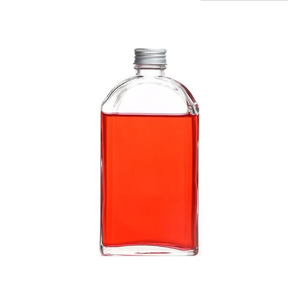 Flat Small 100ml Water Juice Milk Beverage Whiskey Glass Bottle with Metal Cap