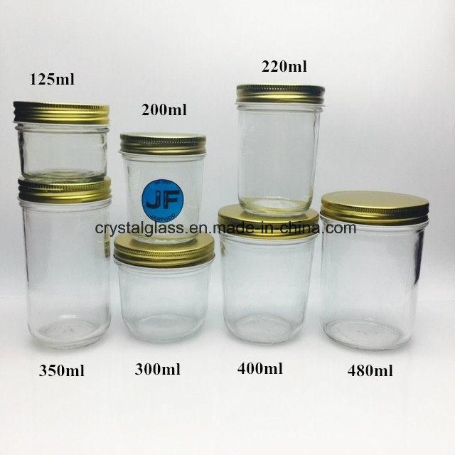 Wide Mouth Baby Food Glass Mason Jam Caviar Jars with Metal Lid 8oz 16oz