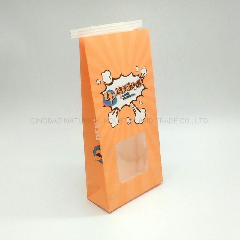 Popcorn Paper Bag with Clear Window Kraft Paper Dessert Bags with Clear Window