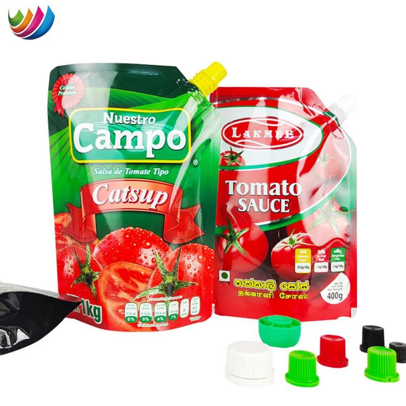 Food Grade Custom Printing Tomato Sauce Packaging Spout Pouch