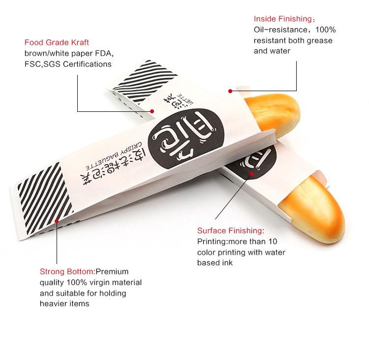 Custom Printed Biodegradable Lunch Bread Sandwich Packaging Bag