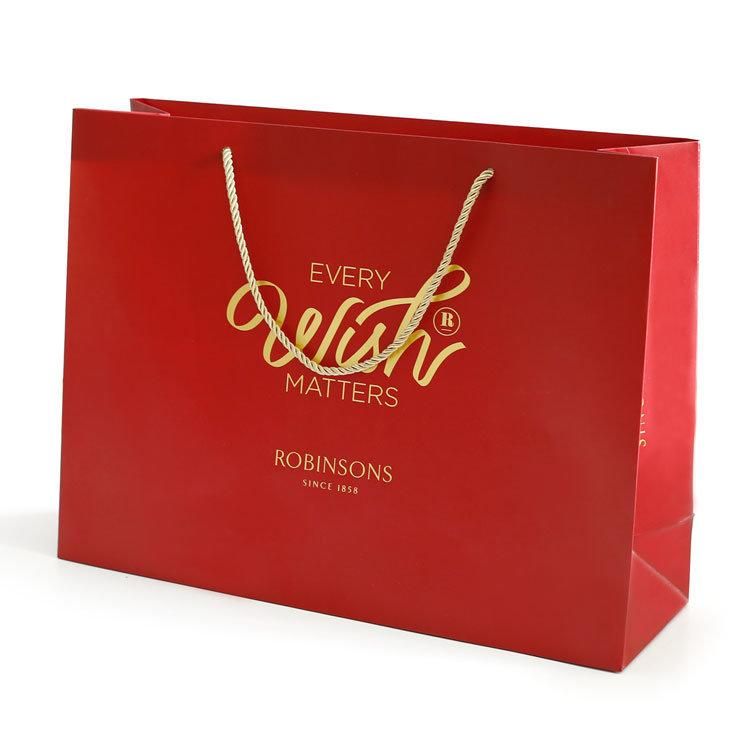 Luxury Chinese Red Coated Custom Logo Printing Fancy Paper Bag