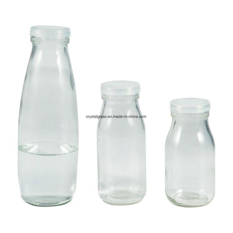 200ml/250ml 300ml 500ml 1L Milk Glass Bottle Mini Glass Milk Bottle with Cap Wholesale