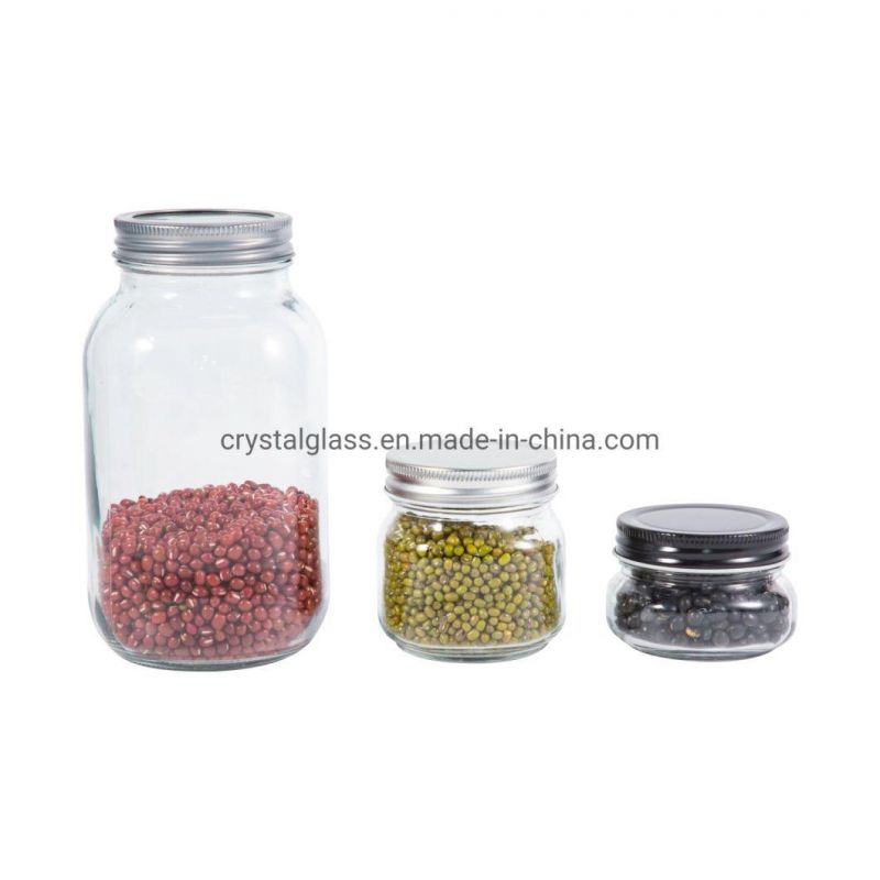 32oz 1000ml 1L Wide Mouth Quart Glass Mason Jars with Silver Lid Food Glass Container Big Capacity