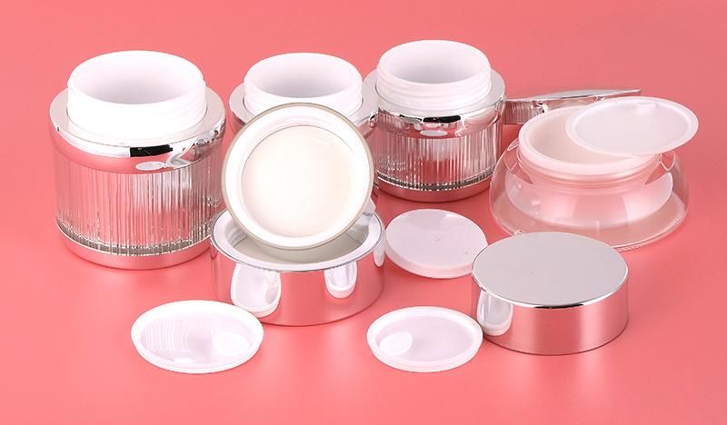 Hot-Selling 15g 30g 50g Elegant Silver Metalized Luxury Empty Acrylic Plastic Jar for Skin Care Products