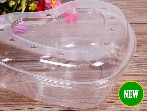 clear PET disposable heart clamshell plastic fresh fruit container