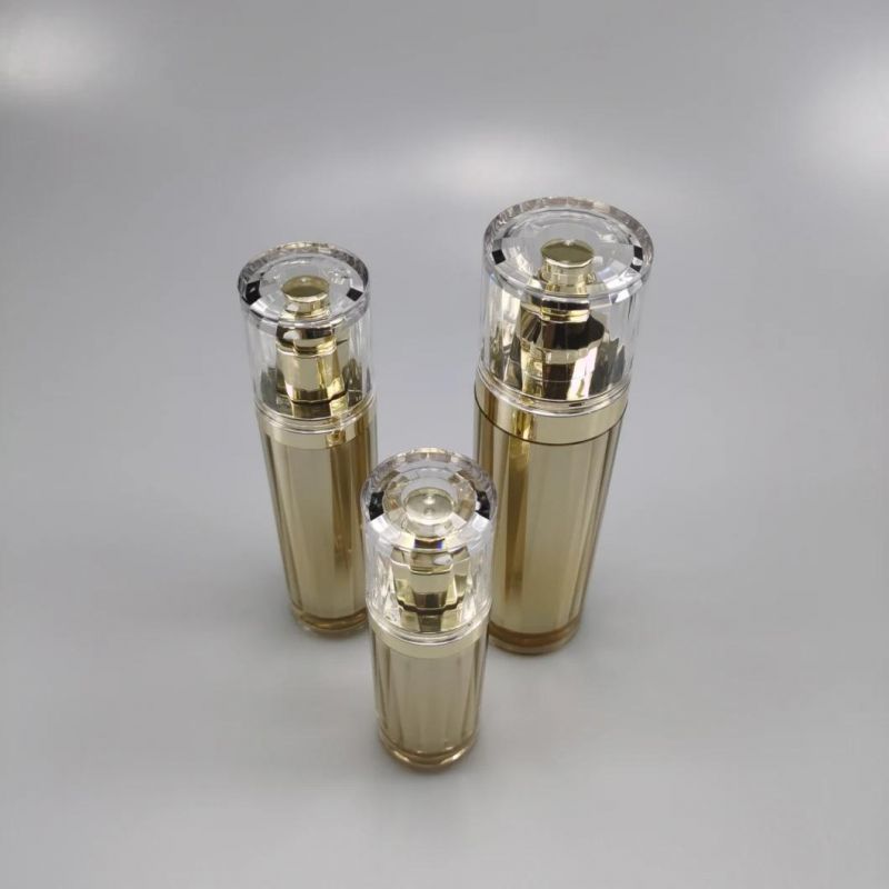 30ml 50ml 100ml Oval Gold Acrylic Emulsion Bottle Foundation Bottle with Diamond Cap