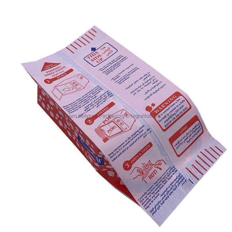 Custom Logo Printing Greaseproof Kraft Paper Microwave Popcorn Bags