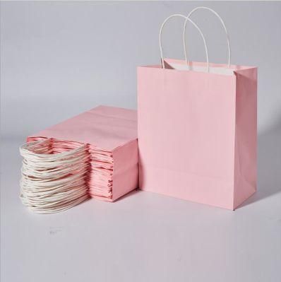 Wholesale Shopping Handle Bag Craft Pink Brown More Thicker Gift Paper Hand Bag