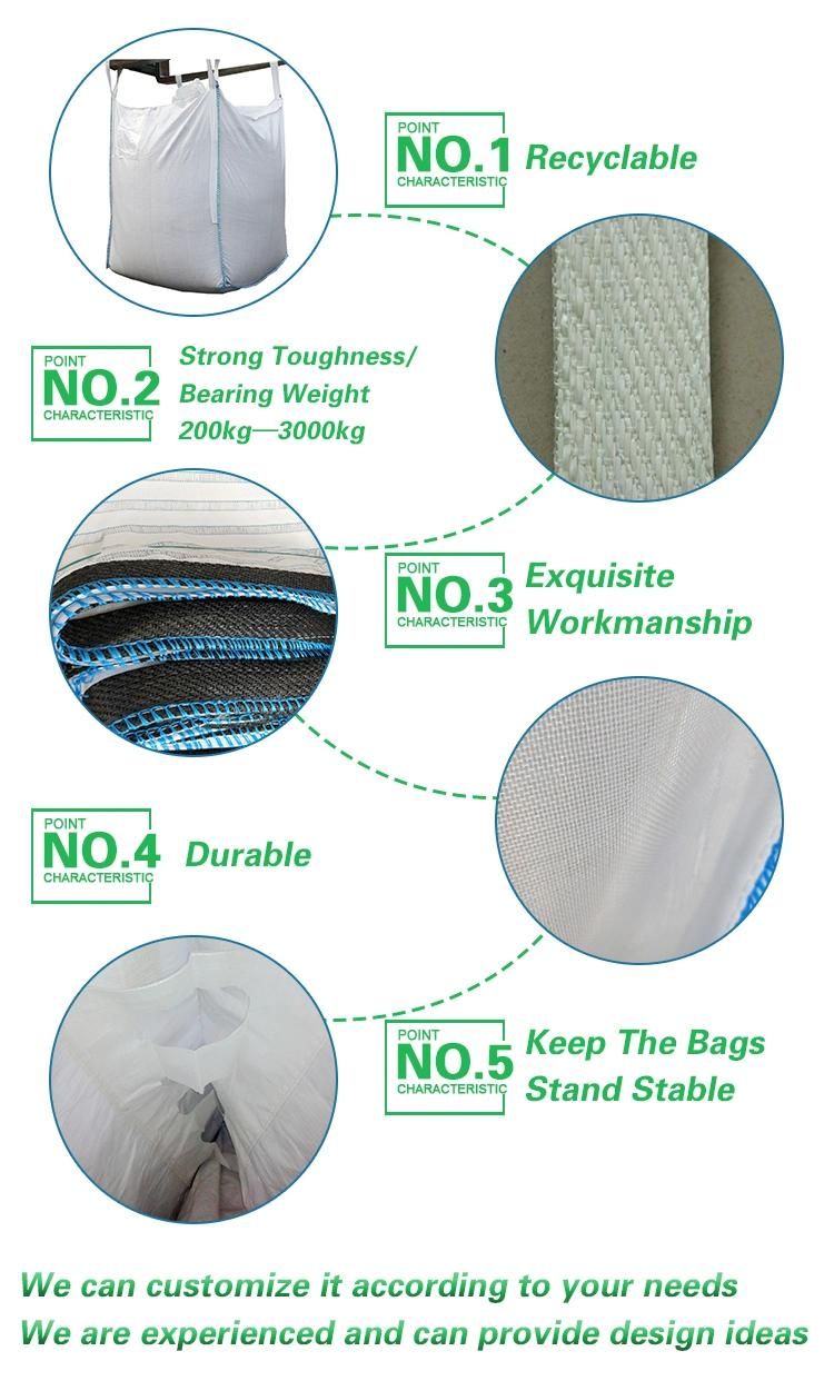 Skip Small Bulk Bags Open Top Flat Bottom Asbestos Bags 1 Ton FIBC Bag