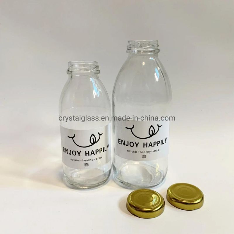 16oz Custom Glass Bottle Manufacturers for Milk Beverage Packaging with Lid