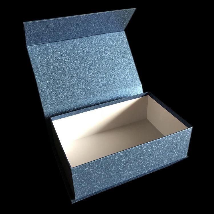 Custom Foldable Textured Paper Rectangular Shoe Box with Ribbon