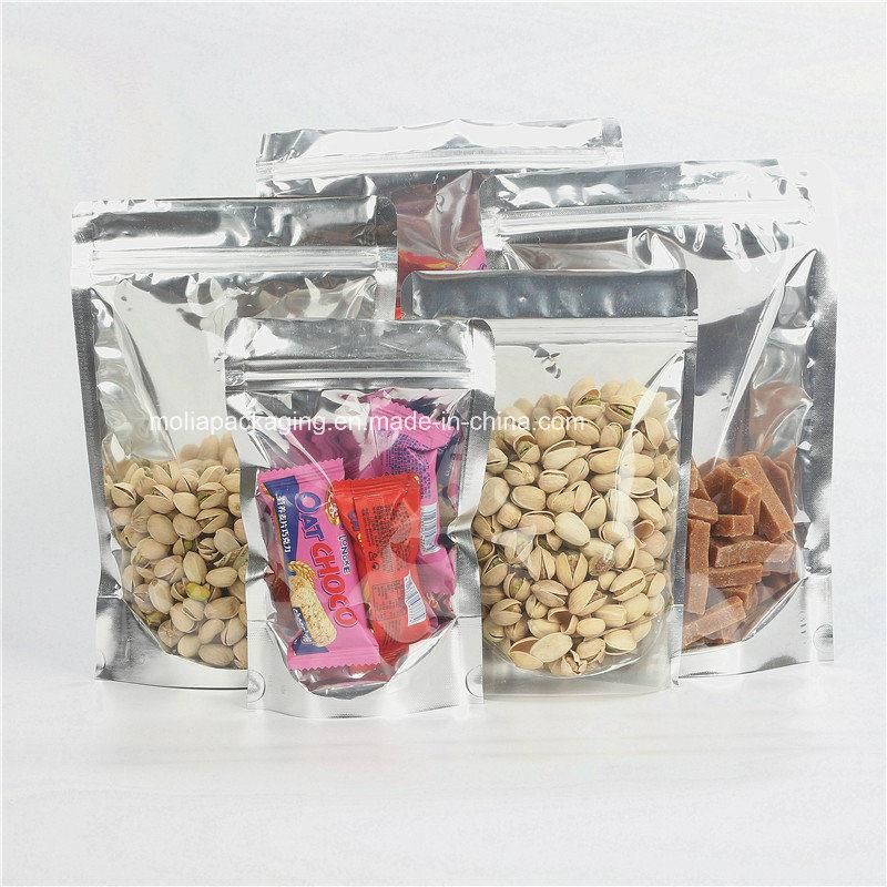 Silver Clear Mylar Stand up Bags Pouches with Zipper