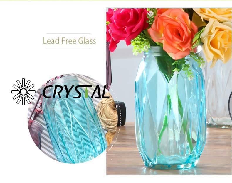 Large Mouth Colourful Flower Glass Vase for Home and Ceremony Decoration