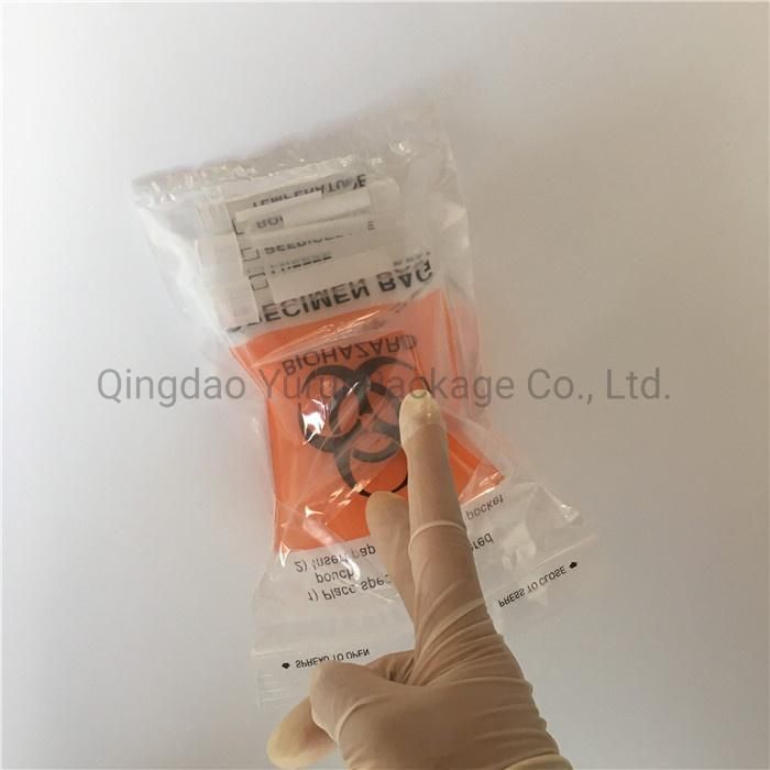 Hospital Clinic Biohazard Recloseable Ziplock Plastic LDPE Disposable Medical Laboratory Specimen Collection Bags with Pocket