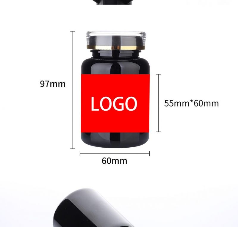 190ml Pet Black Round Medicine Bottle Empty Capsule Pills Container Bottle