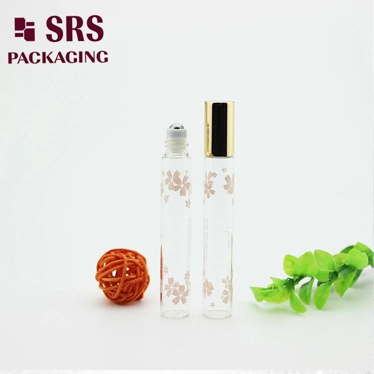 SRS Empty 10ml Transparent Glass Roller Ball Printed Bottle