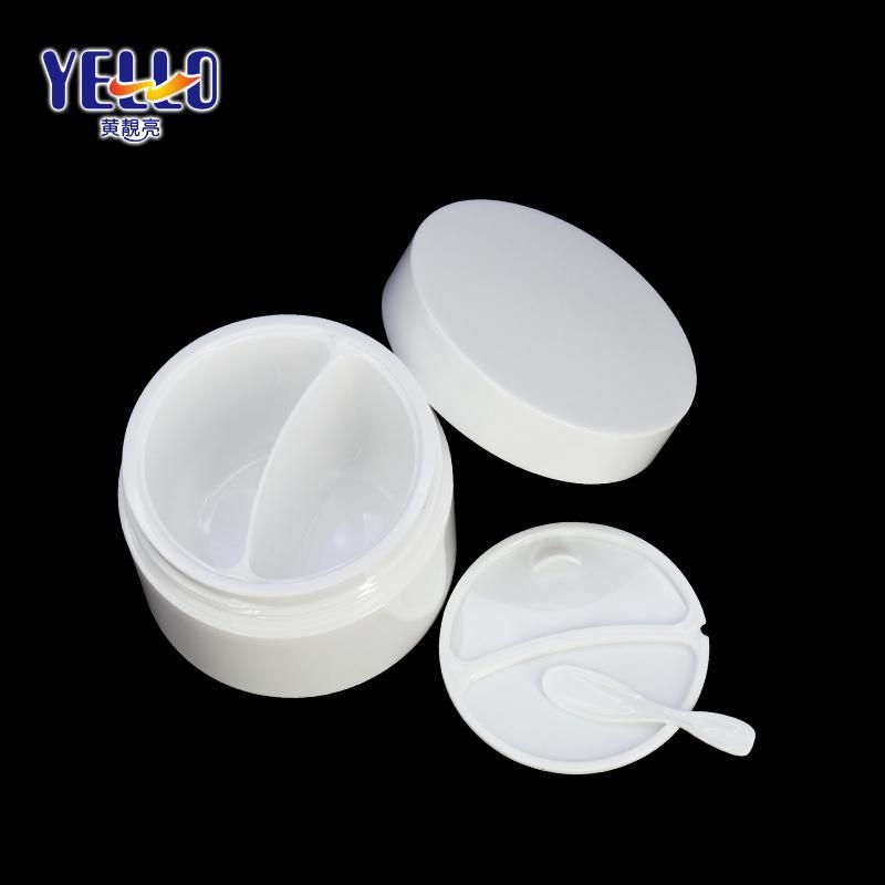 White Empty PP Plastic Dual Chamber Cosmetic Jar for Cream