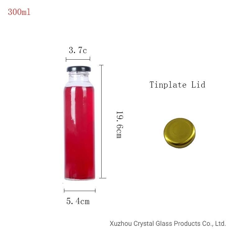 300ml Round Empty Juice Fruit Beverage Glass Bottles with Lug Lids