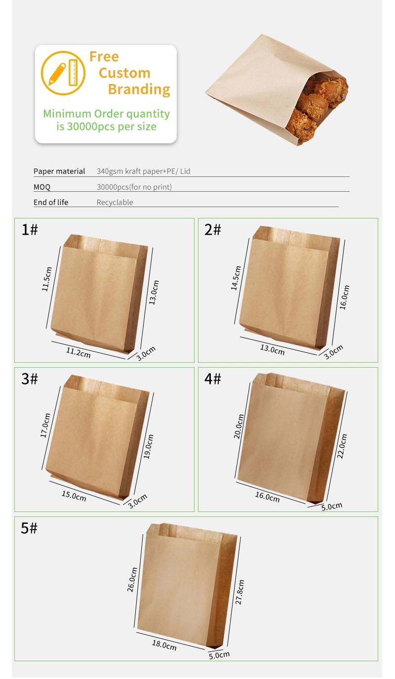 Paper Bag V Sharp Bottom Paper Bakery Packaging Cookie Sandwich Lunch Bags Recyclable and Degradable