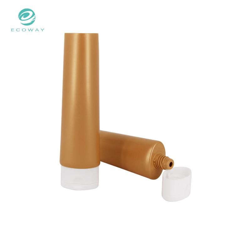 150ml High Capacity PE Clear Tube Golden Note Oval White Flip Cover Face Cleanser Tube