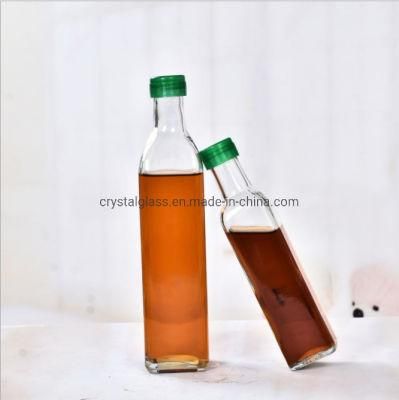 100ml 250ml 500ml 750ml Transparent Square Glass Olive Oil Bottle with Aluminium Cap