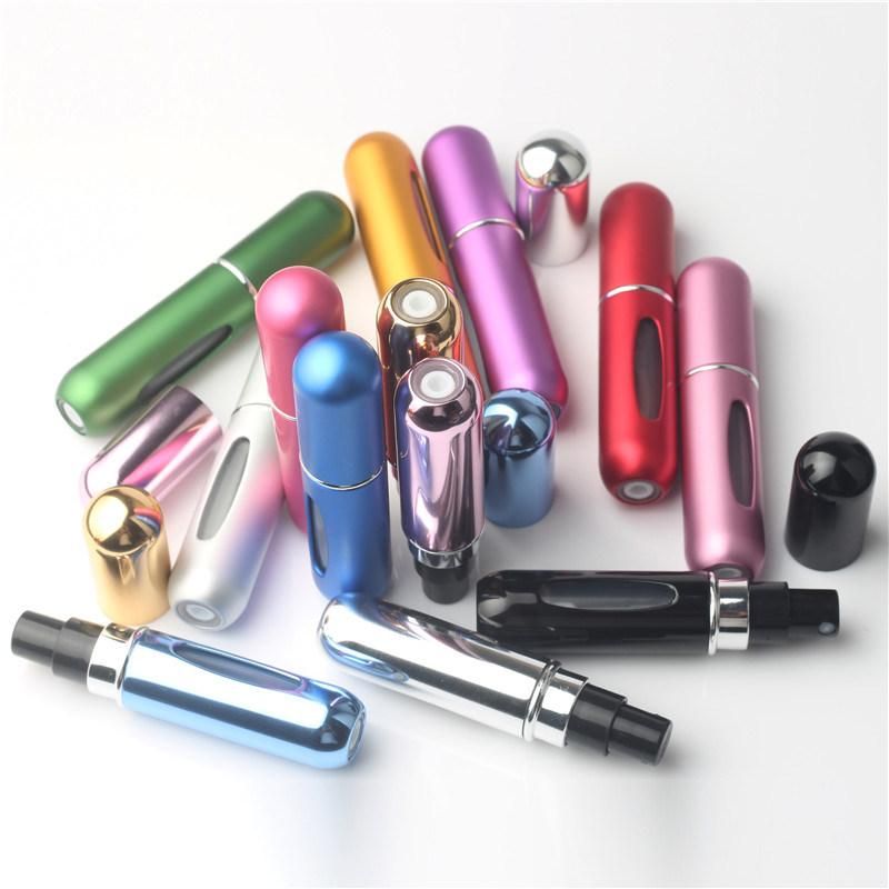 5ml Multiple Colors Aluminum Bottle Perfume Lotion Packaging Glass Tube Portable Travel Perfume Atomizer Spray Container