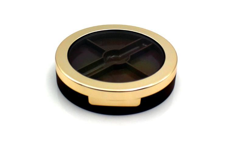 Custom 4 Hole Round Black Clear Plastic Eye Shadow Case Packaging with One Hole for Brush