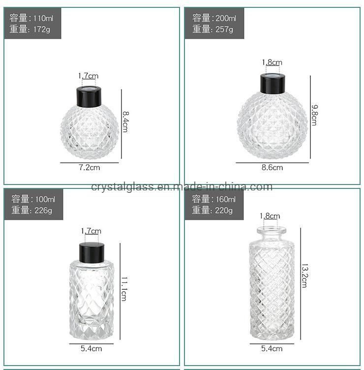 50ml 100ml 150ml 250ml High Quality Flint Ger Shape Aroma Reed Diffuser Glass Bottle with Glass Top