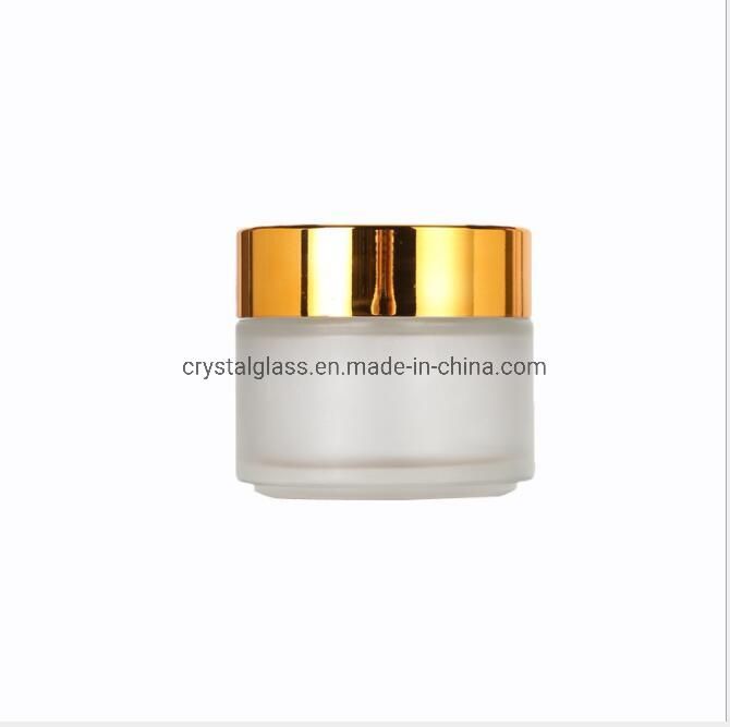 1oz 30ml Frosted Glass Cosmetic Cream Jar with Golden Lid