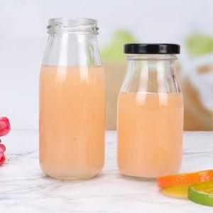 250ml 300ml 500ml 750ml 1L Clear Glass Juice Bottle Glass Milk Bottle with Metal Lid Beverage Bottle