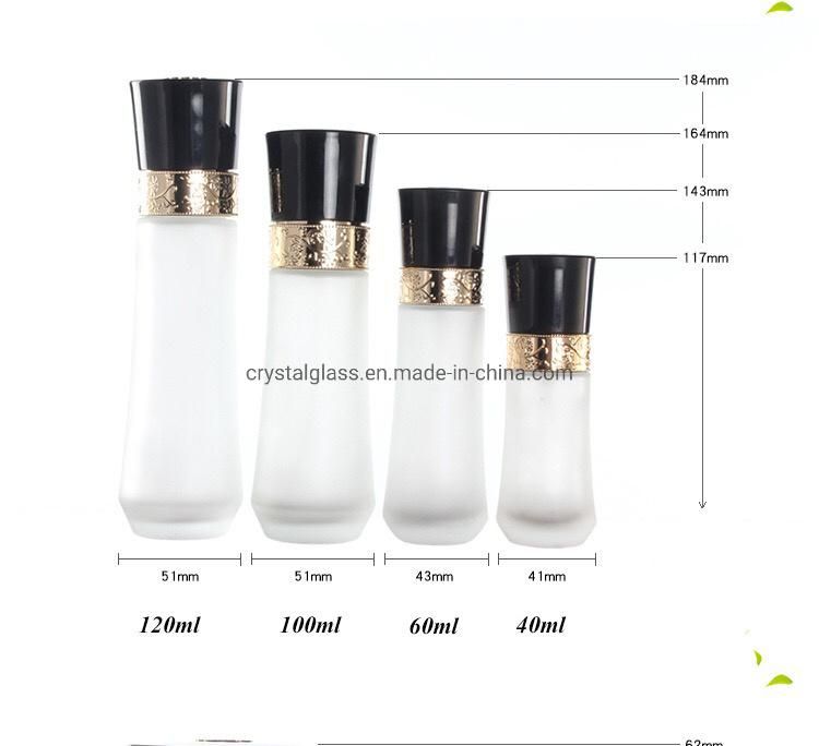 Refillable Cosmetic Containers Set Bottle with Black Caps with Gold Line