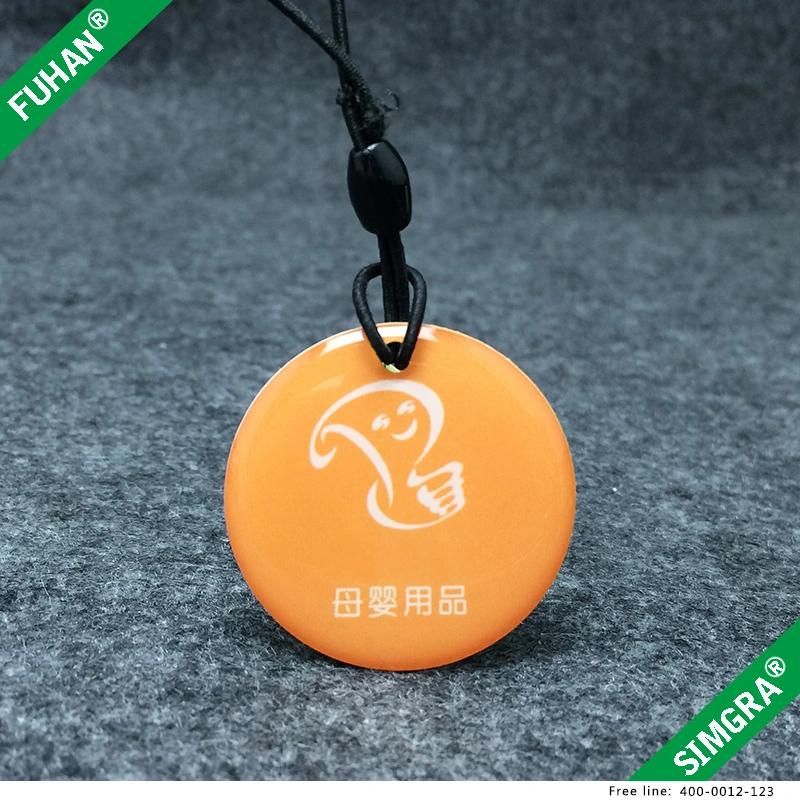 Customized Promotional QR Code Circle Epoxy Swing Hang Tag