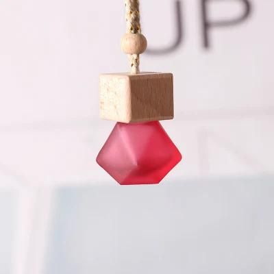 6ml Hanging Car Perfume Bottle with Wooden Cap Frosted/Clear Glass